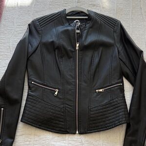 Guess Black Quilted Leather Jacket
